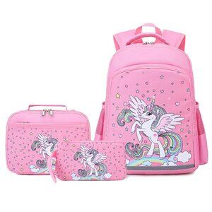 Pink- 3-piece set UNICORN-Soekidy Backpack. Backpack, Lunch, and Pencil Bag